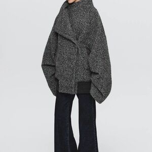 Source Unknown Boucle Flight Coat in Charcoal